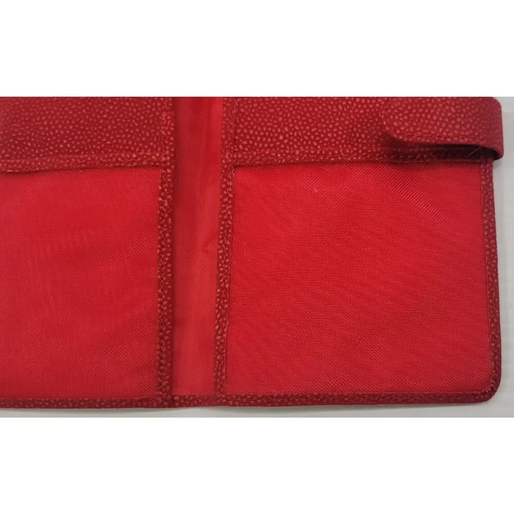 d5) Vintage Red Pebbled PVC Bi-Fold Travel ID Money Card Wallet